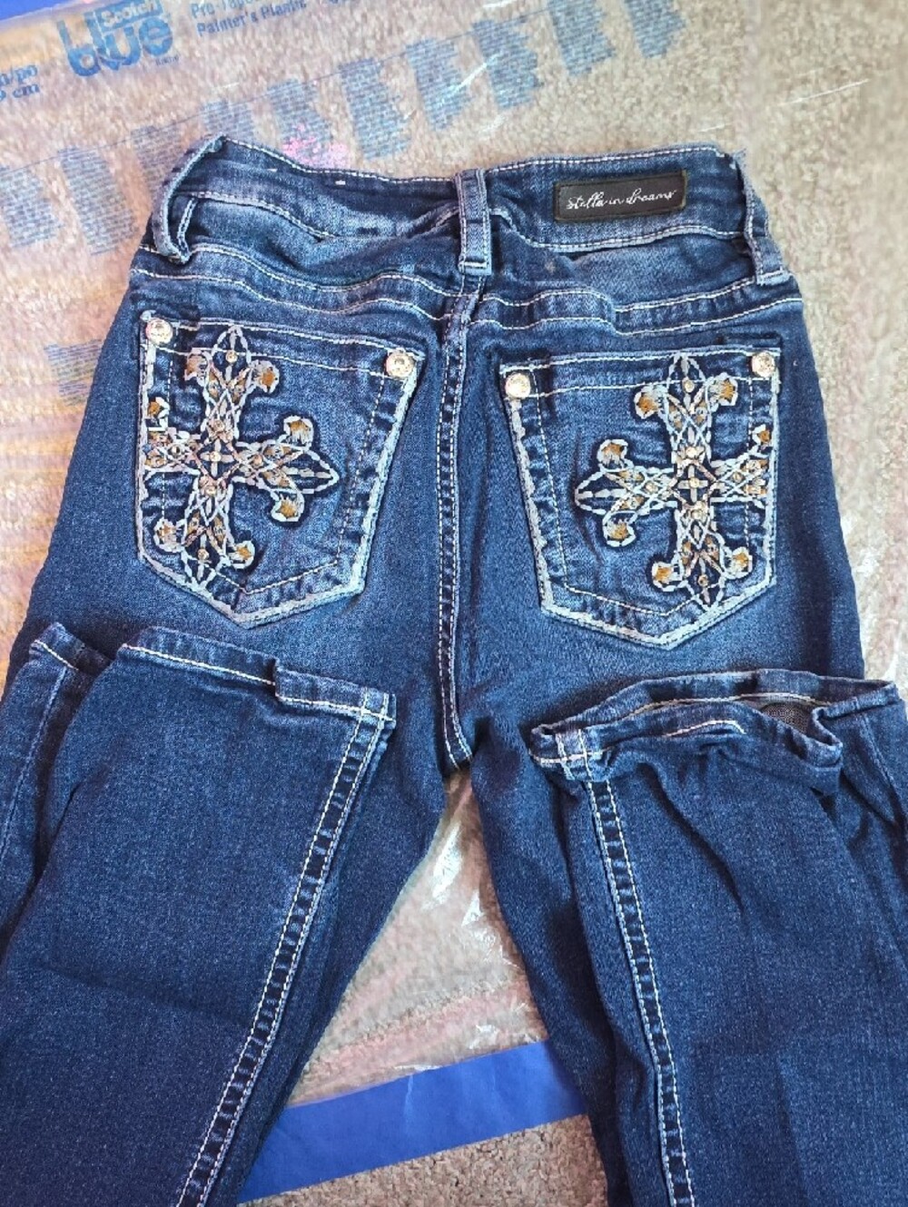 Straight Leg Women's Jeans in Dark Blue - Picture 5 of 5